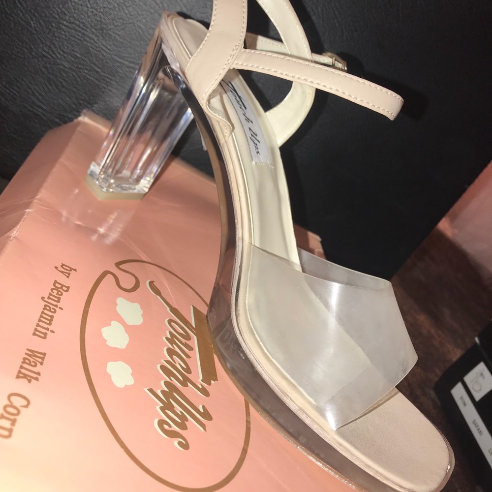 Nude/clear 3 inch heel